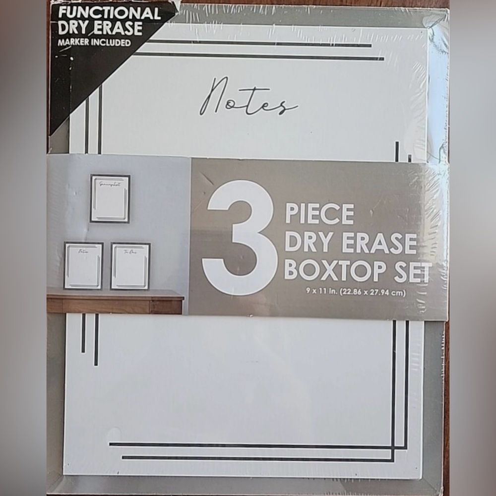 Functional Dry Erase 3 piece boxtop set marker included brown frame